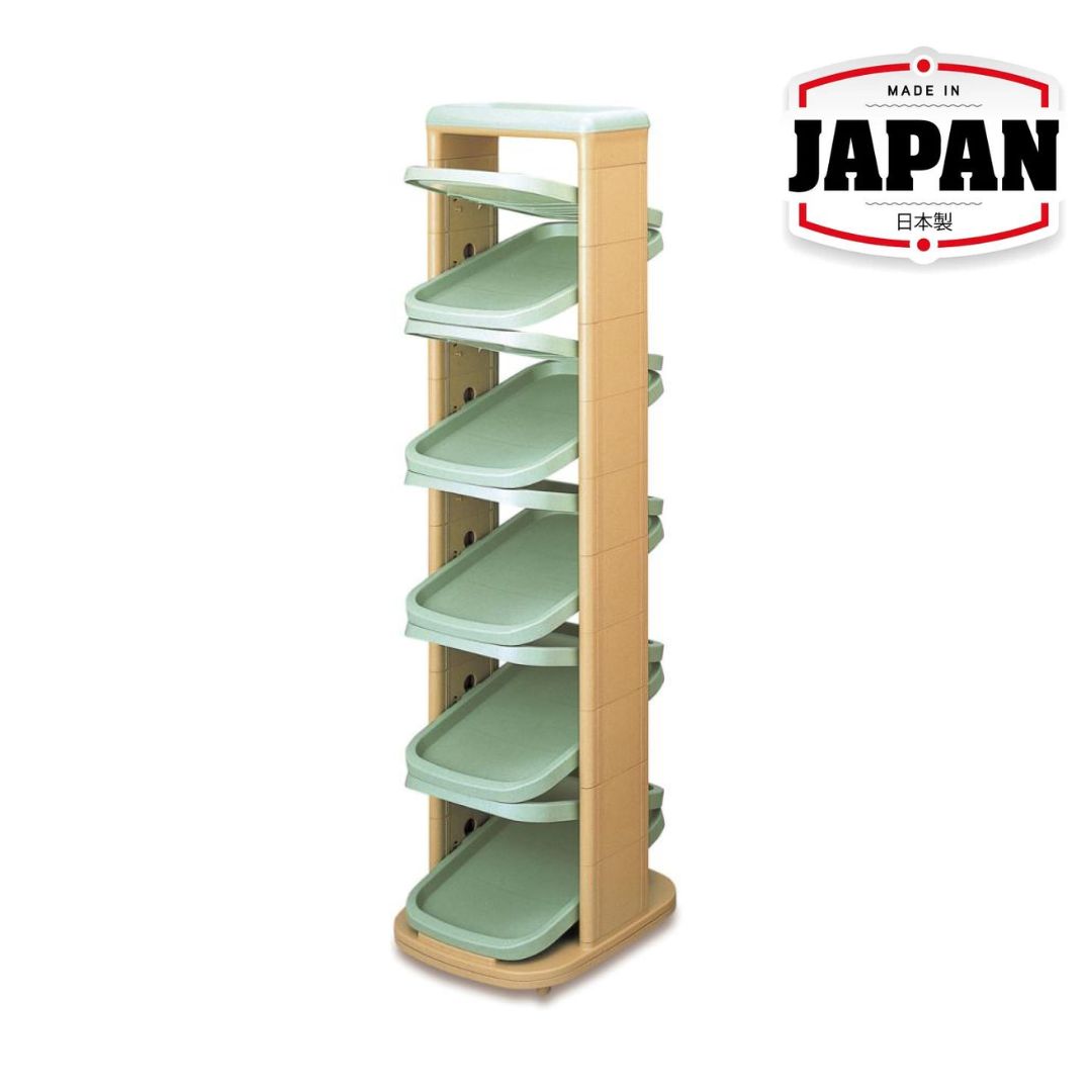 豎立式8層鞋架 | 可旋轉 | 綠色 | ISETO | 日本製 | IS-I-113-2G